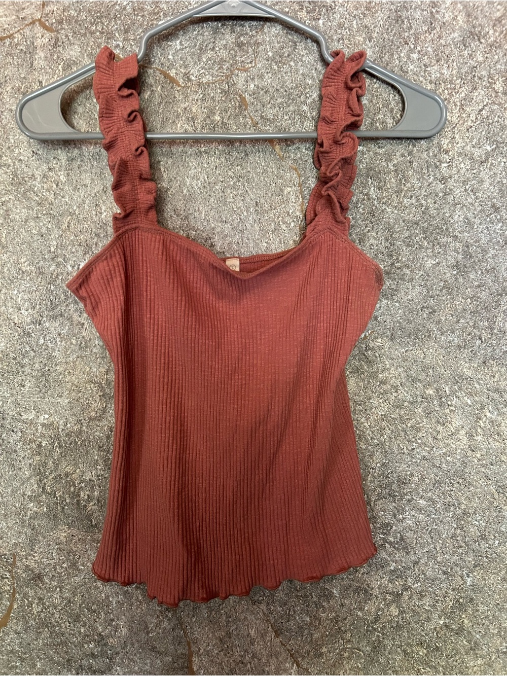 Wishlist Rust Ruffled-Strap Ribbed Camisole